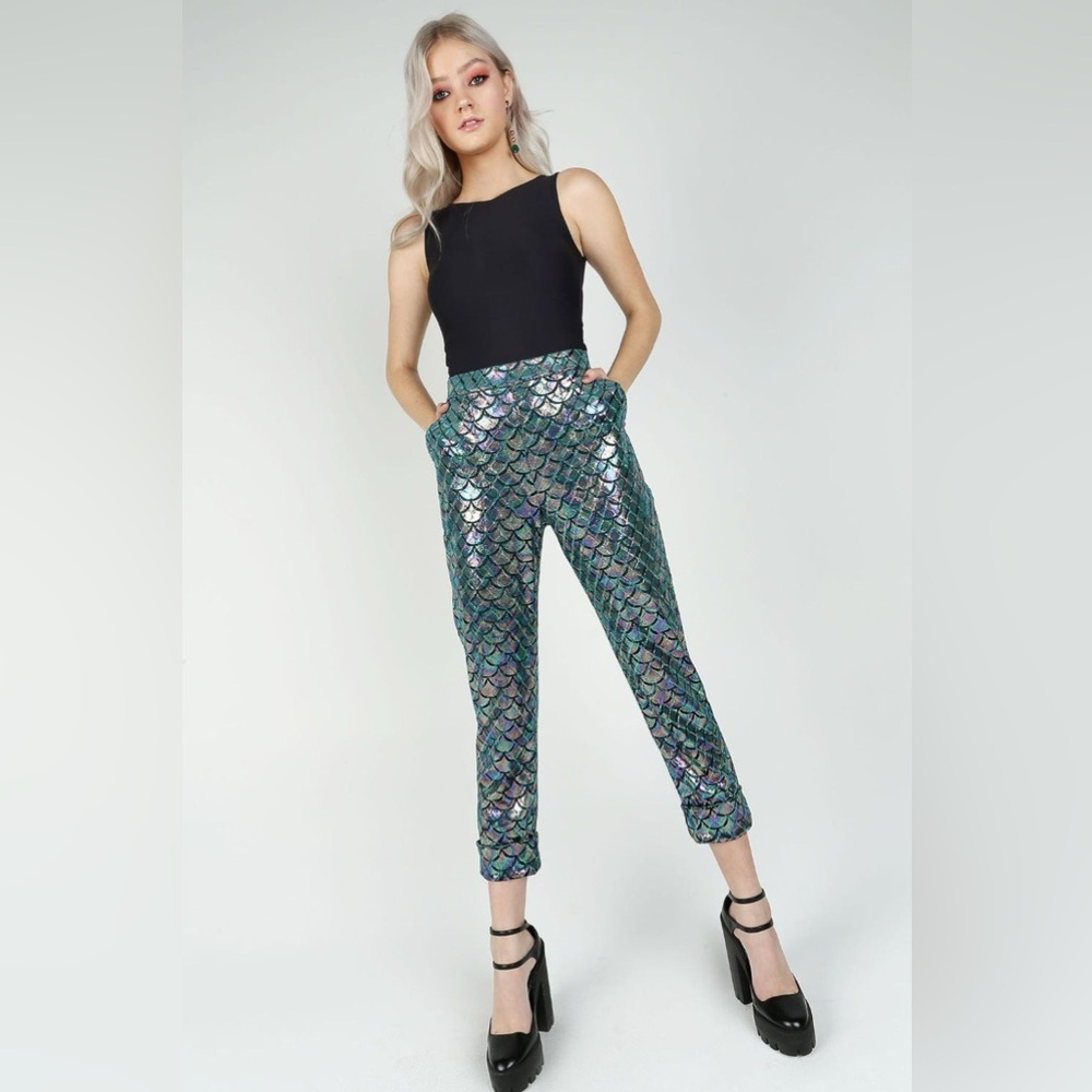 Blackmilk Mermaid Ocean Velvet High Waisted Pants